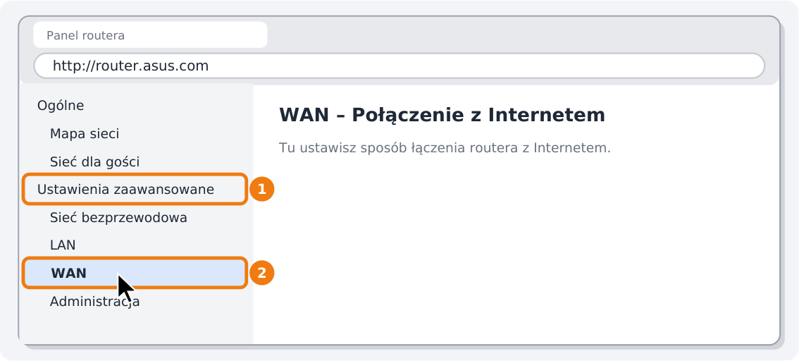 Step 3: Go to the Internet (WAN) settings