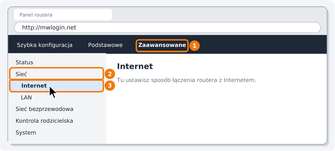 Step 3: Go to the Internet (WAN) settings