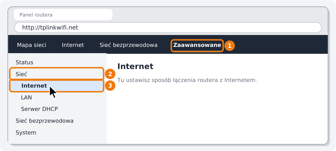 Step 3: Go to the Internet (WAN) settings