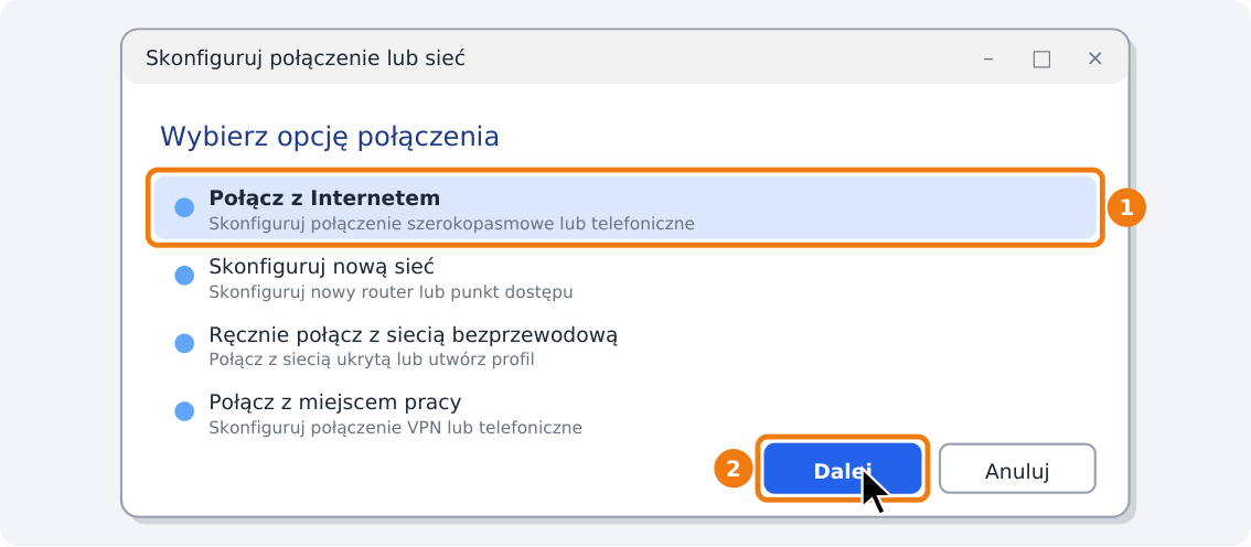 Step 4: Choose “Connect to the Internet”